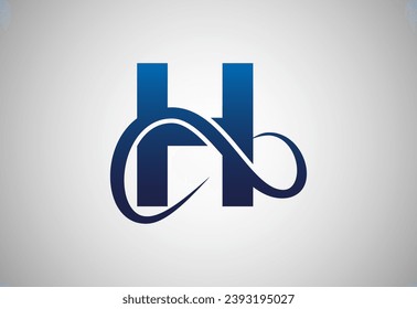 English alphabet H with infinity sign. Infinity, eternity, infinite, endless, loop symbols.