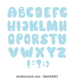 English alphabet. Hand drawn vector type like clouds isolated on white background. Vector illustration