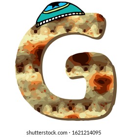 English alphabet for the holiday of Passover of letters with the texture of matzo. Font matza. Vector illustration on isolated background.
