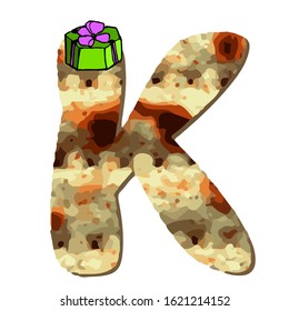 English alphabet for the holiday of Passover of letters with the texture of matzo. Font matza. Vector illustration on isolated background.