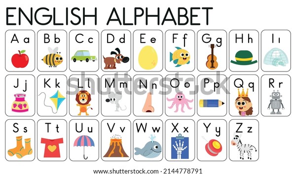 English alphabet illustrated dictionary.  English\
alphabet illustrated dictionary for children.  Illustrated English\
alphabet flash cards.