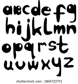 English alphabet, jagged interesting letters drawn with simple shapes, stylized black ABC letters vector illustration for design and creativity