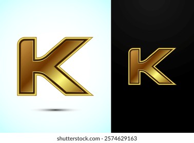 English alphabet K in gold color style. Graphic alphabet symbol for corporate business identity