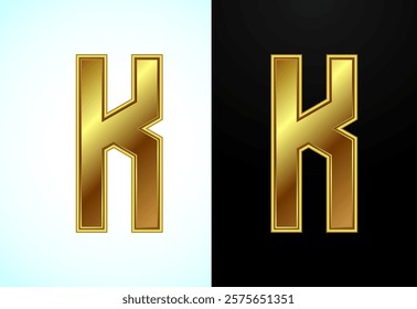 English alphabet K in gold color style. Graphic alphabet symbol for corporate business identity