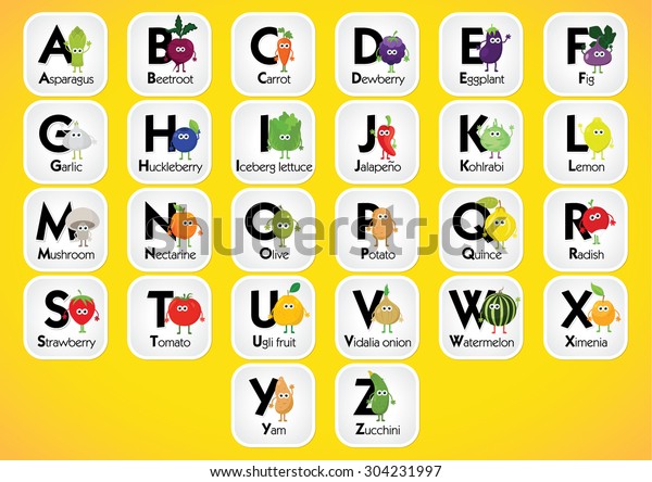 Onwijs Engels alfabet voor kinderen met groenten stockvector (rechtenvrij JD-53