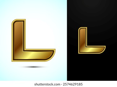 English alphabet L in gold color style. Graphic alphabet symbol for corporate business identity