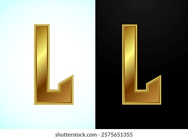 English alphabet L in gold color style. Graphic alphabet symbol for corporate business identity