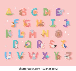 english alphabet learning with animals