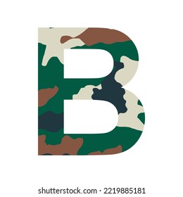 English alphabet letter B, khaki style isolated on white background - Vector illustration