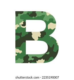 English alphabet letter B, khaki style isolated on white background - Vector illustration