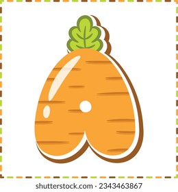 English Alphabet letter A cute Carrot theme drawing
