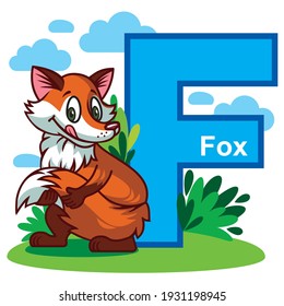 English alphabet, letter F. Fox.