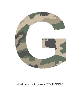 English alphabet letter G, khaki style isolated on white background - Vector illustration