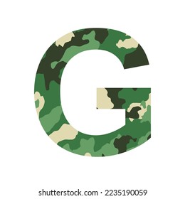 English alphabet letter G, khaki style isolated on white background - Vector illustration