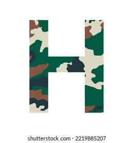 English alphabet letter H, khaki style isolated on white background - Vector illustration