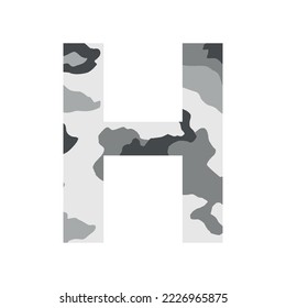 English alphabet letter H, khaki style isolated on white background - Vector illustration