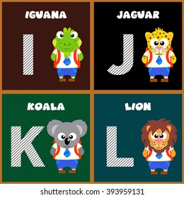 The English alphabet letter I,J,K,L.Vector illustration