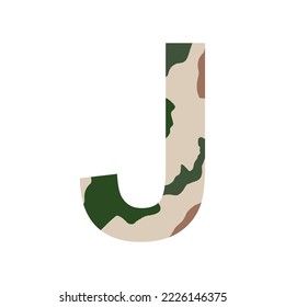 English alphabet letter J, khaki style isolated on white background - Vector illustration