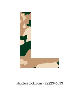 English alphabet letter L, khaki style isolated on white background - Vector illustration