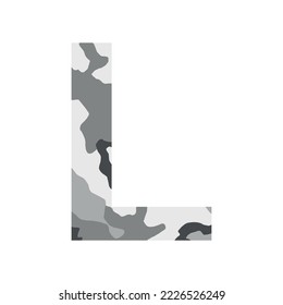 English alphabet letter L, khaki style isolated on white background - Vector illustration