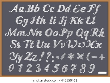 English alphabet letter Latin on chalk Blackboard. Illustration in vector format