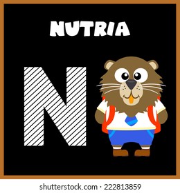 The English alphabet letter N, Nutria