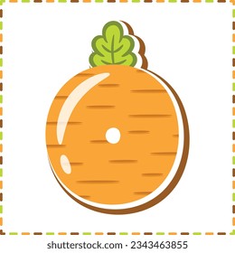 English Alphabet letter O cute Carrot theme drawing