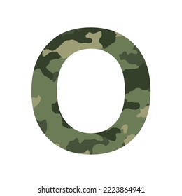 English alphabet letter O, khaki style isolated on white background - Vector illustration