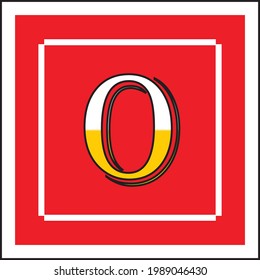 English alphabet letter O with yellow and white color. great for t-shirt, mugs, printing, websites, school , stickers, cups ,social media and posting.