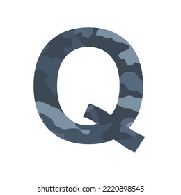 English alphabet letter Q, khaki style isolated on white background - Vector illustration