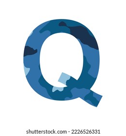 English alphabet letter Q, khaki style isolated on white background - Vector illustration