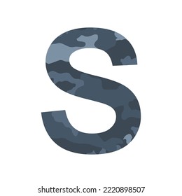 English alphabet letter S, khaki style isolated on white background - Vector illustration