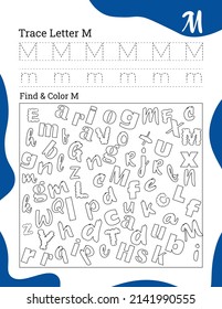 English alphabet letter tracing line printable worksheet with cute pictures for coloring for vocabulary learning. Basic writing practice for preschool and kindergarten kids students and teachers.