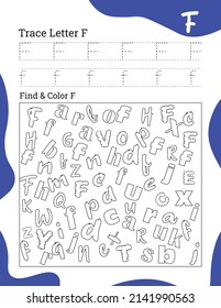 English alphabet letter tracing line printable worksheet with cute pictures for coloring for vocabulary learning. Basic writing practice for preschool and kindergarten kids students and teachers.