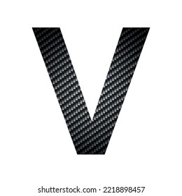 English alphabet letter V, carbon dark texture on white background - Vector illustration