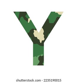 English alphabet letter Y, khaki style isolated on white background - Vector illustration
