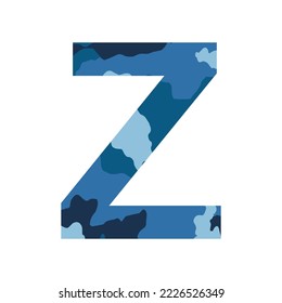 English alphabet letter Z, khaki style isolated on white background - Vector illustration
