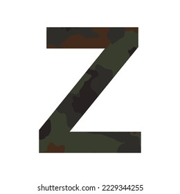 English alphabet letter Z, khaki style isolated on white background - Vector illustration