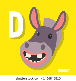 English Alphabet Letters With Animals For Children Letter D donkey
