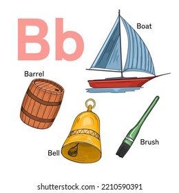 English alphabet, The letters B. Preschool and school education concept