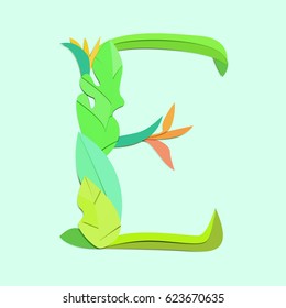 English alphabet letters formed by origami leaves. Font style, vector design template elements for your application or corporate identity.