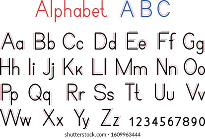 English Alphabet Letters Numbers Capital Lowercase Stock Vector ...