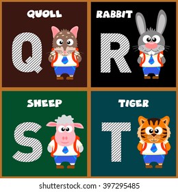 The English alphabet letters Q,R,S,T.Vector illustration