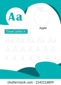 English alphabet letters tracing line printable worksheet with cute pictures for coloring for vocabulary learning. Basic writing practice for preschool and kindergarten kids students and teachers