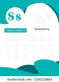 English alphabet letters tracing line printable worksheet with cute pictures for coloring for vocabulary learning. Basic writing practice for preschool and kindergarten kids students and teachers