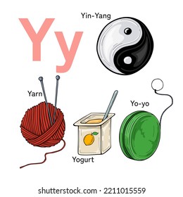 English alphabet, The letters Y. Preschool and school education concept