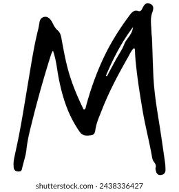 English alphabet M 3 cute on a white background, vector illustration.