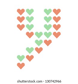 The English alphabet in many heart patterns, Letter Y, One of the 26 English letters.