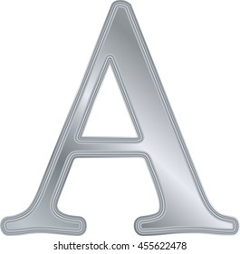 English alphabet, metal silver, education, silver the letter A, vector