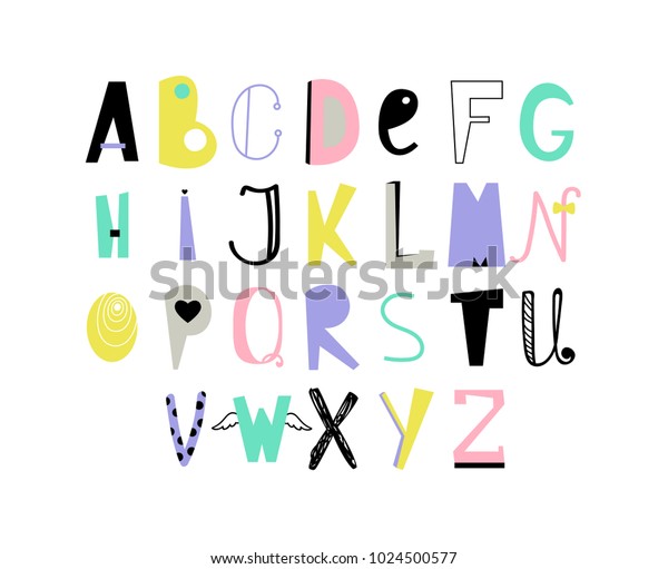 English alphabet with multi-colored letters